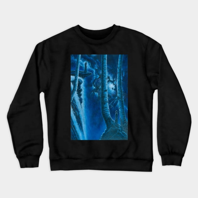 Aragorn Sees Arwen in the Birch Forests of Rivendell Crewneck Sweatshirt by Kip Rasmussen Tolkien Art